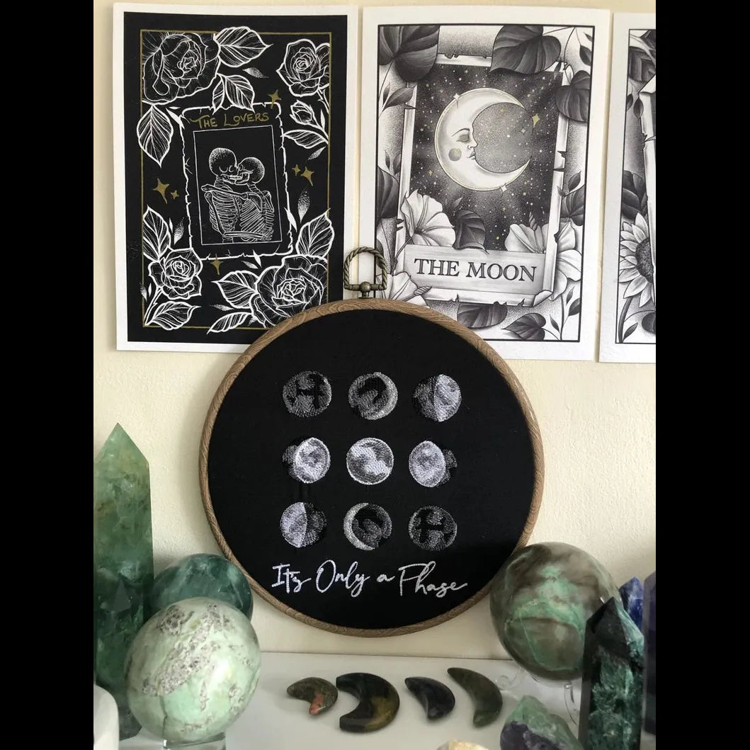 Moon phases Embroidery Hoop