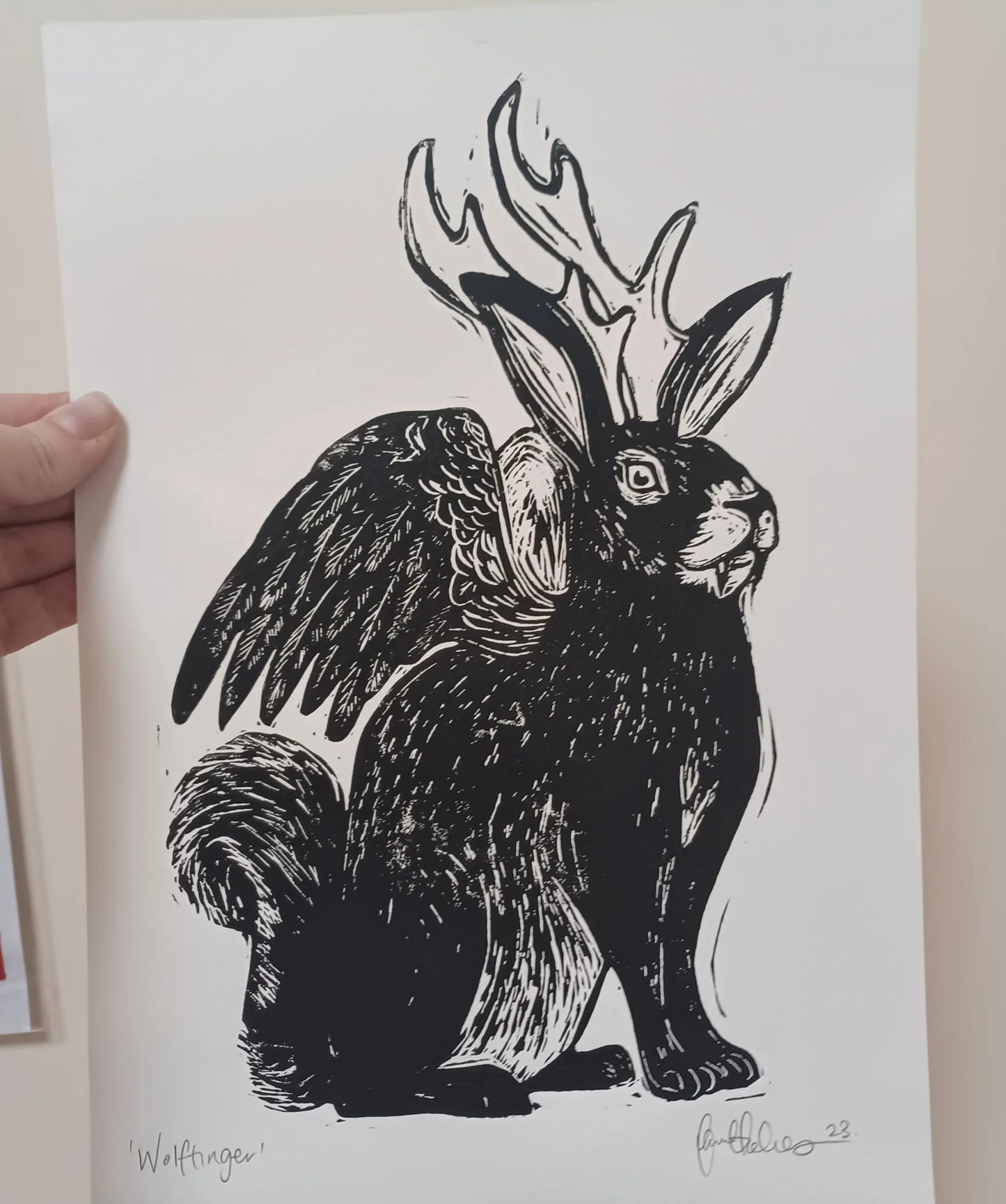 Wolpertinger - A4 Lino Print