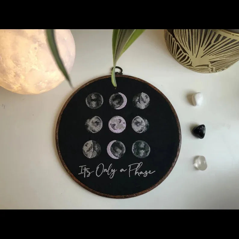 Moon phases Embroidery Hoop