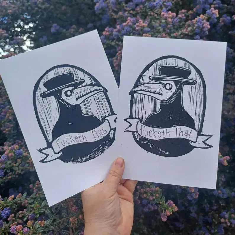 Fucketh this & fucketh that A5 Linoprint