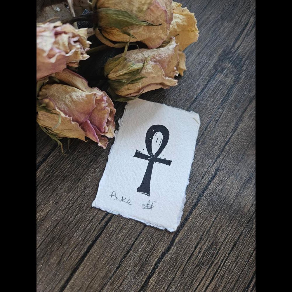 Mini Ankh Symbol Lino Print