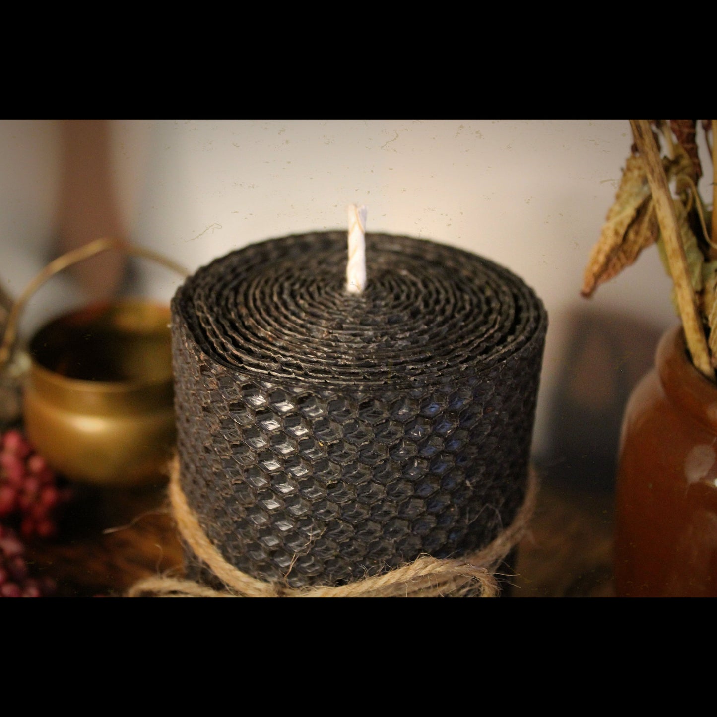 Black Beeswax Pillar Candle