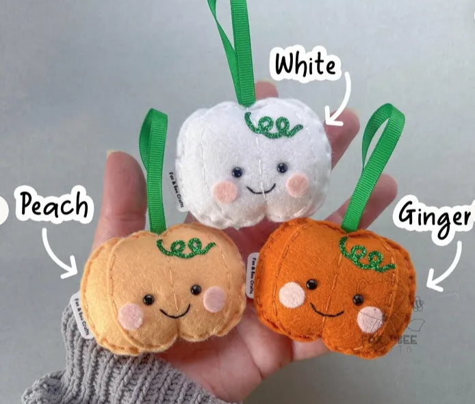Mini White Pumpkin - Felt Decoration