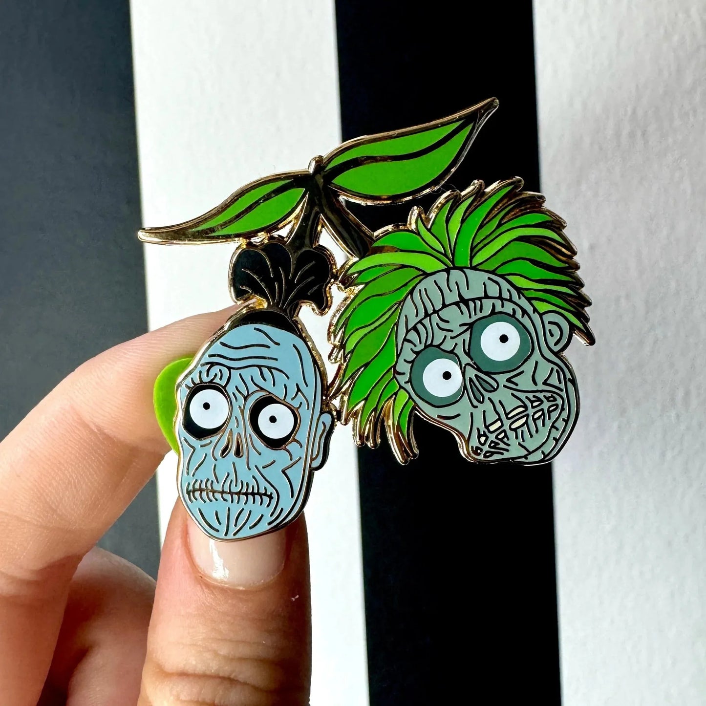 Shrunken Head Cherries Enamel Pin