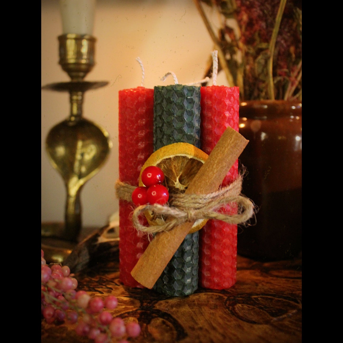 Yule Beeswax Candles