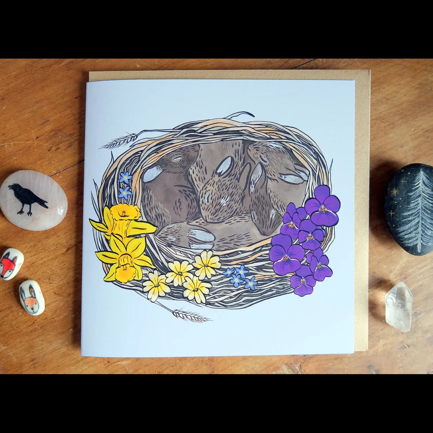 Spring Equinox Leveret Nest Greetings Card