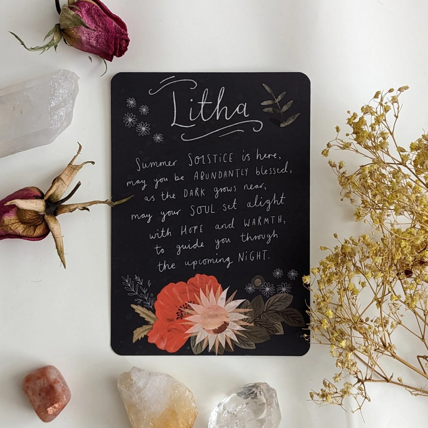 Litha Summer Solstice Blessings Art Print Altar Card