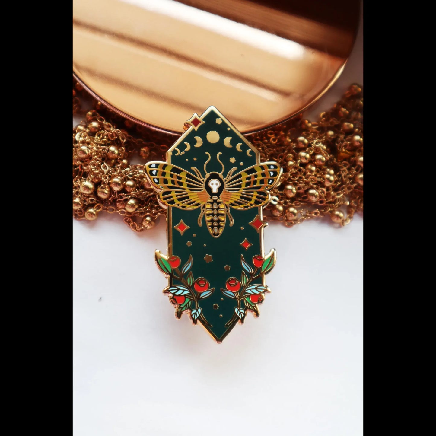 Sacred Beasts Deaths-Head Hawk Moth Enamel Pin Badge