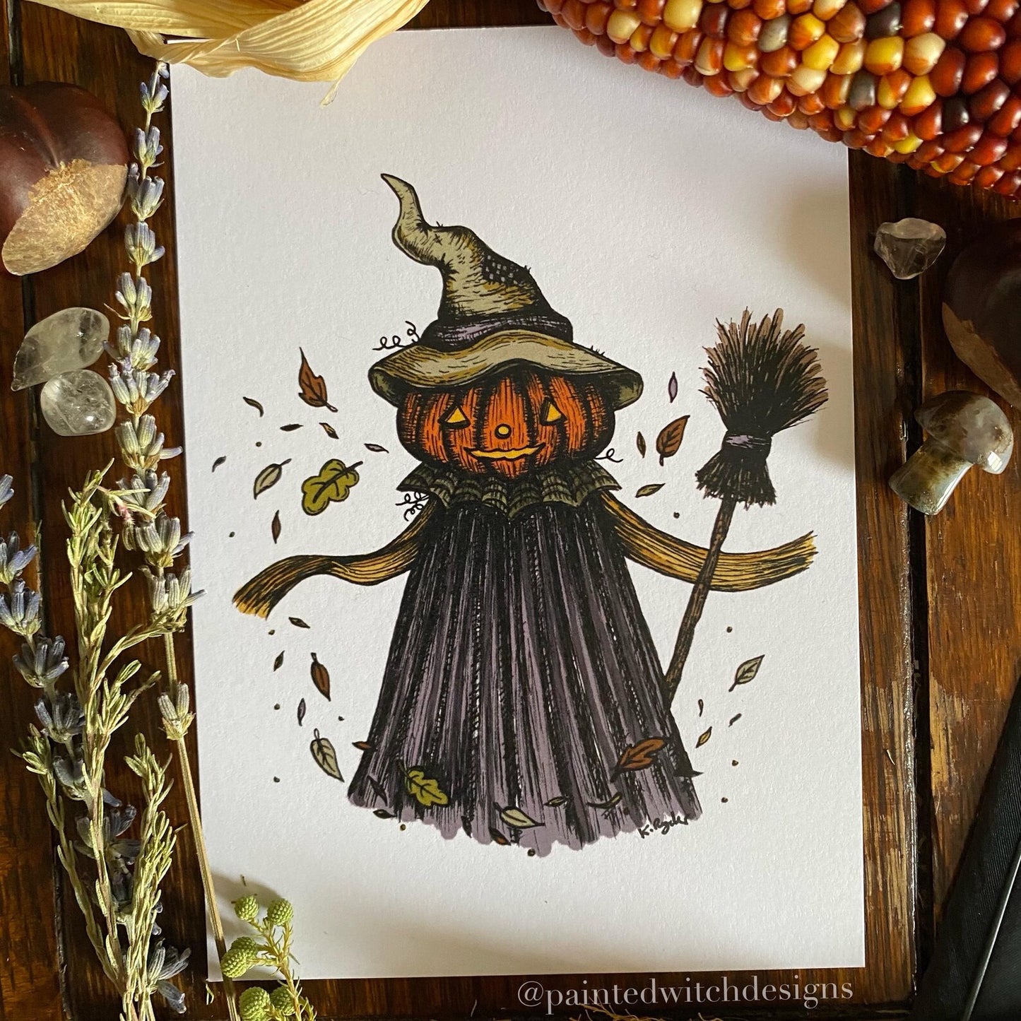 Pottsfield Pumpkin Witch Art Print