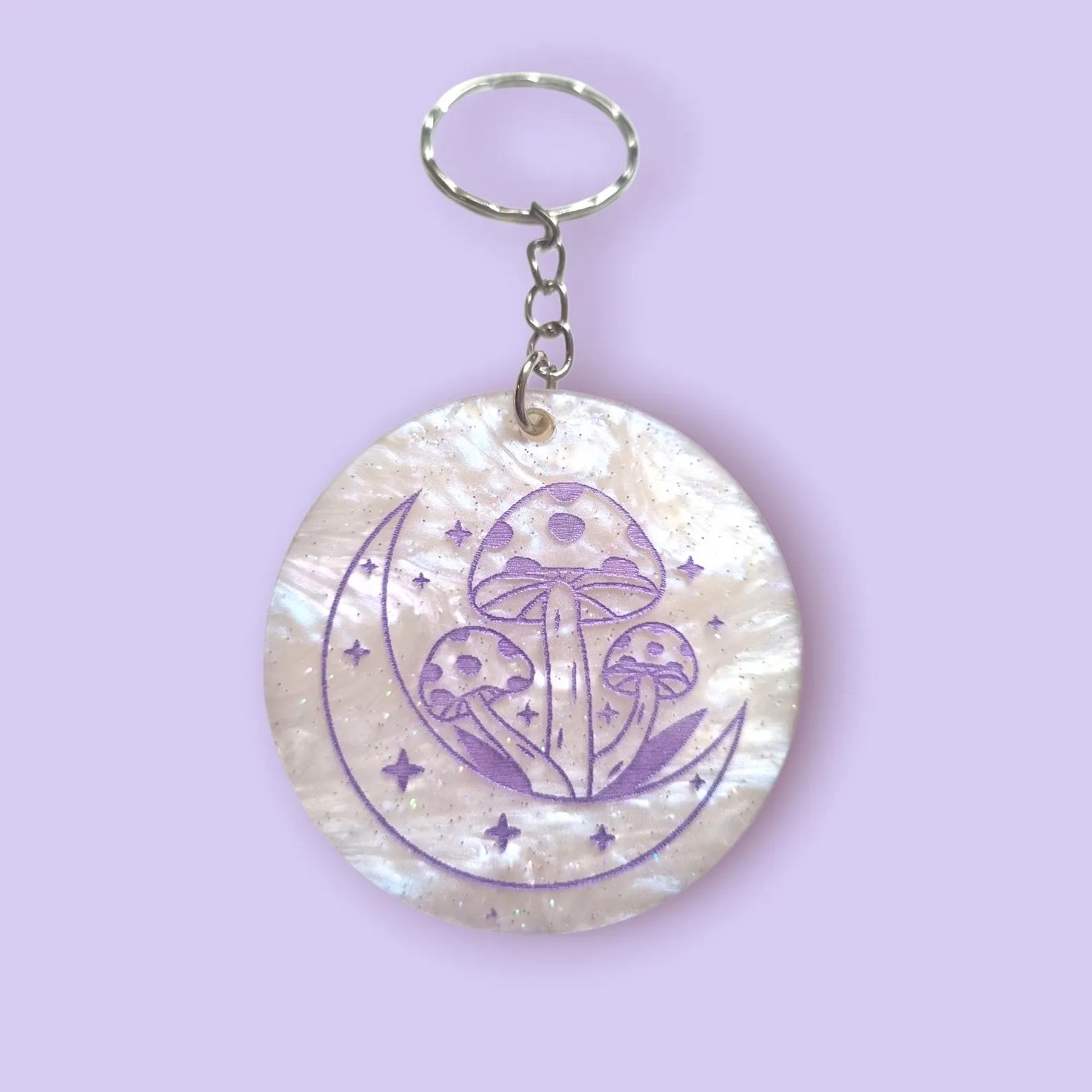 Mushroom & Moon Charm Keyring