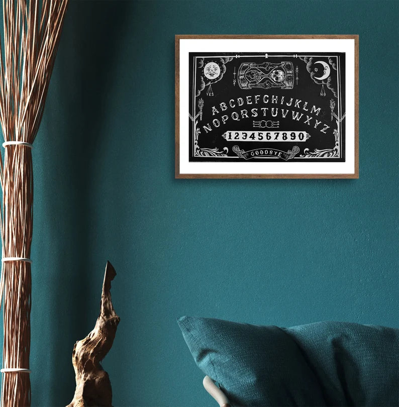 House Party - Ouija Board Art - Original Linocut Print, Hand-Carved, Hand-Printed