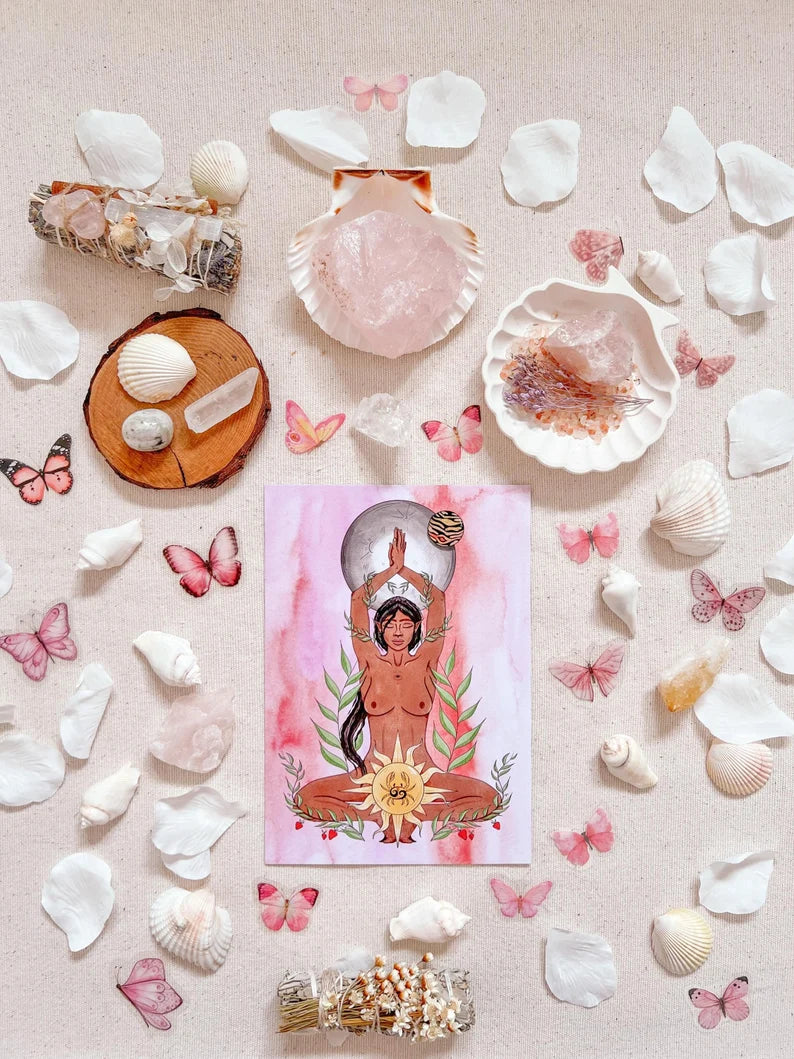 Strawberry Moon Goddess Art - A4 Print