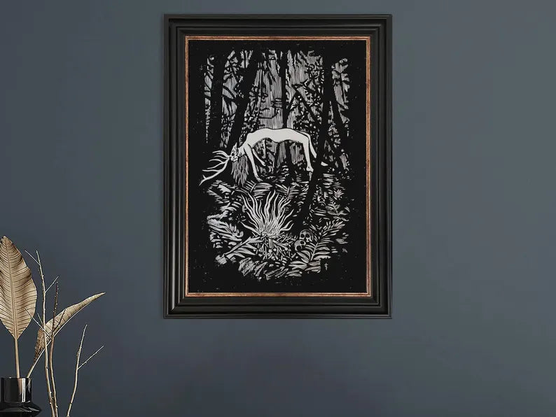 The Witch Linocut Print: Hand-Carved Limited Edition Art