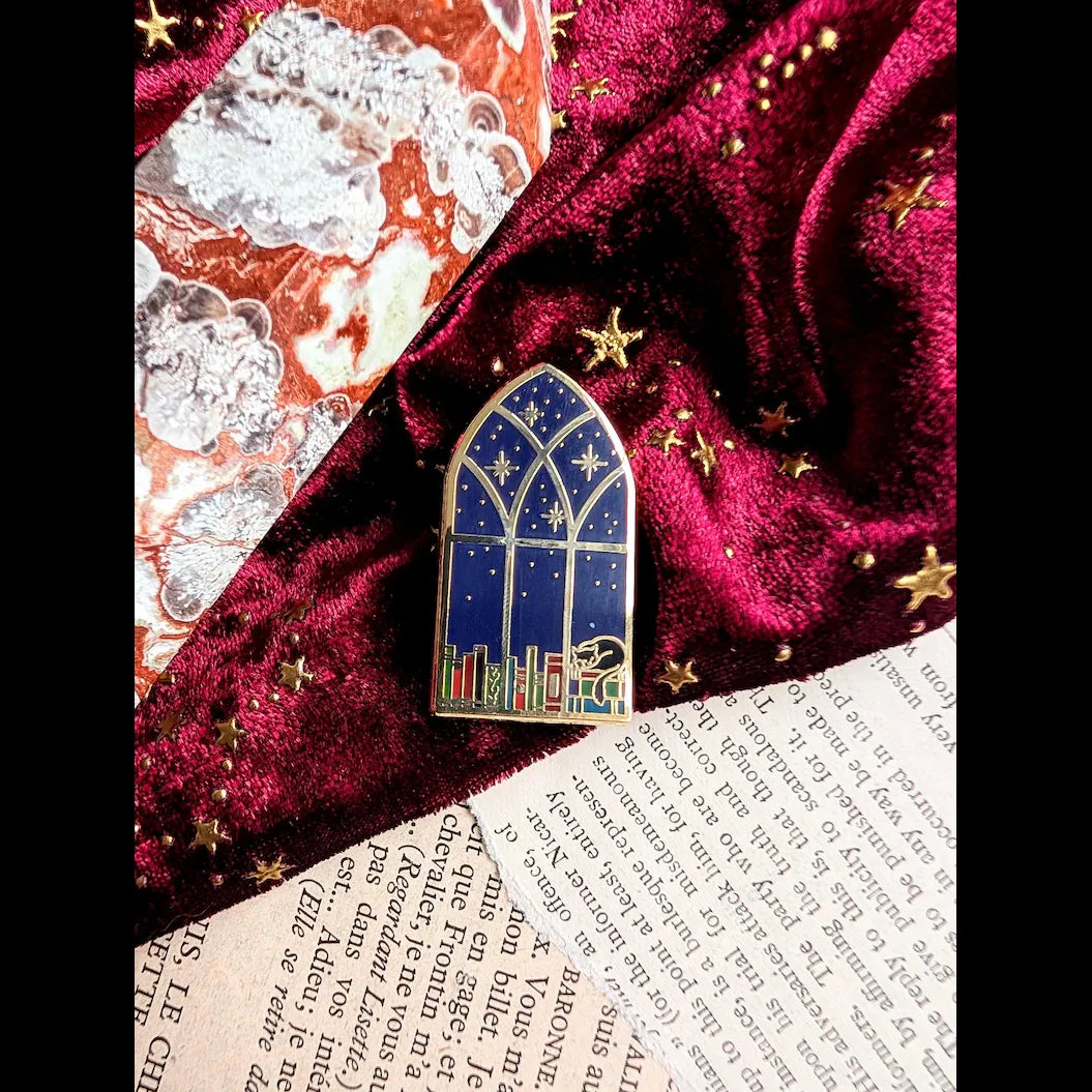 Library Window Enamel Pin Badge