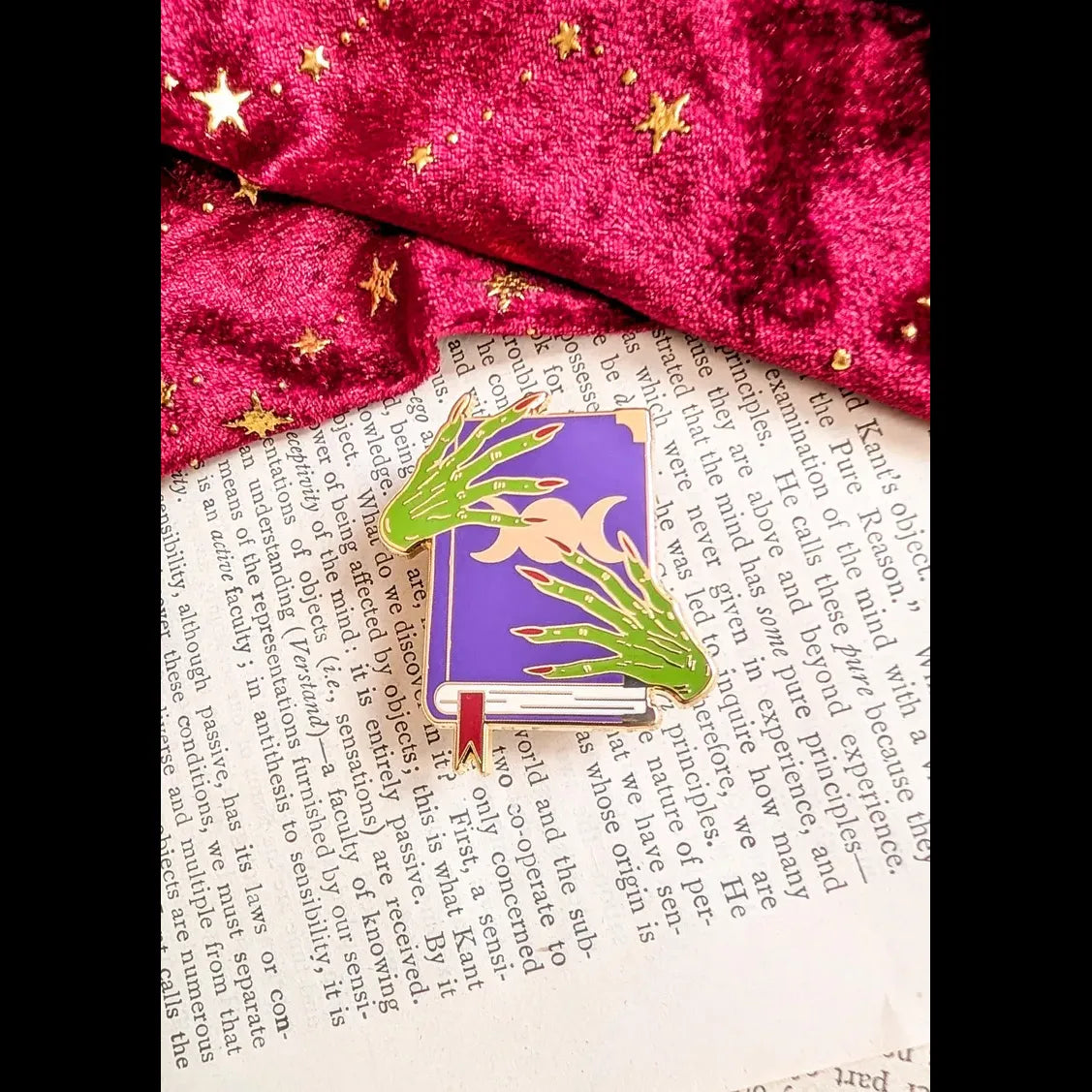 Green Witch Book Enamel Pin