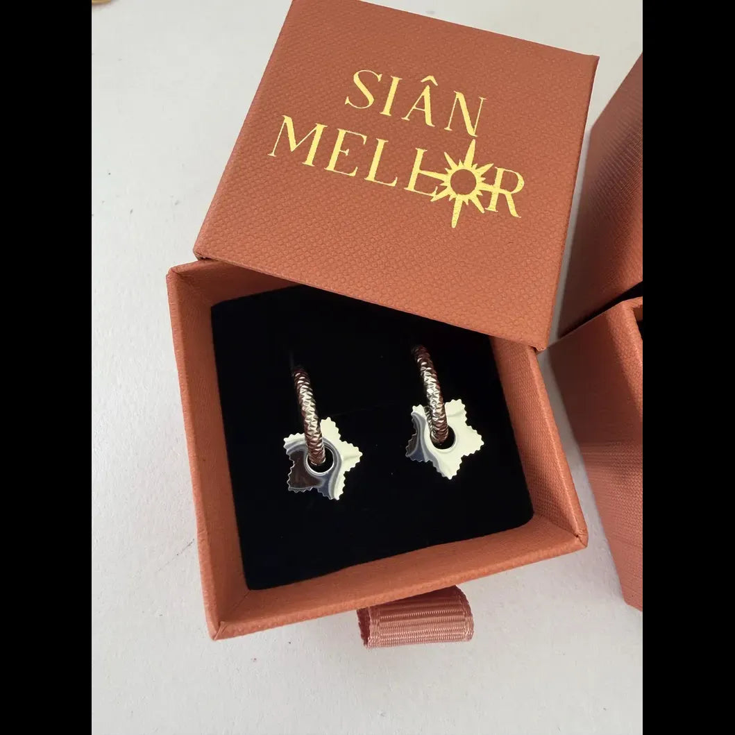 Silver Textured star Huggie Hoops