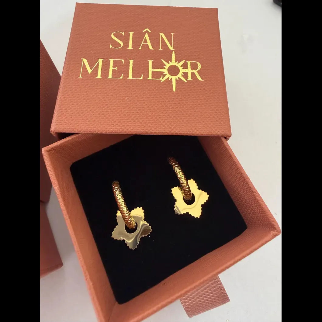 Gold Textured Star Huggie Hoops