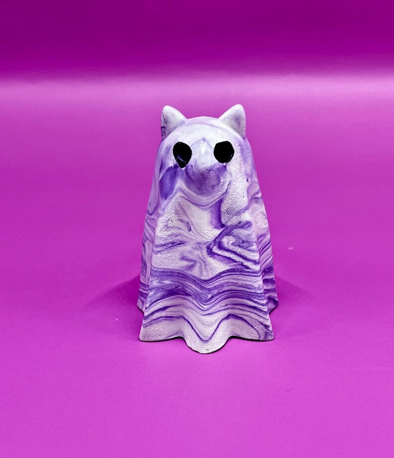 Handmade Swirl Cat Ghost Figurine