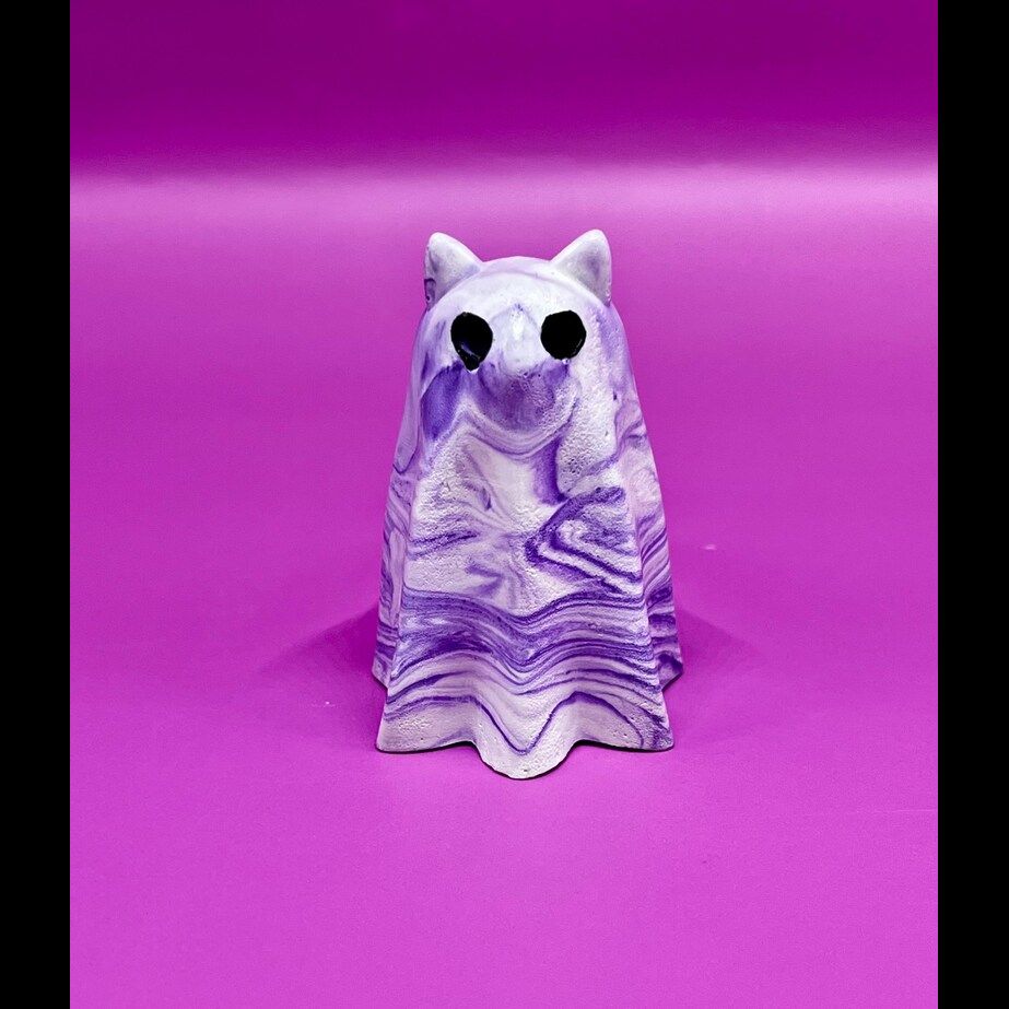 Handmade Swirl Cat Ghost Figurine