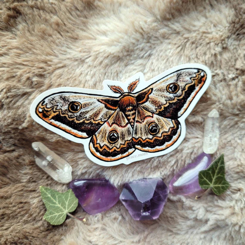 Brown Emperor Moth - Vinyl Sticker