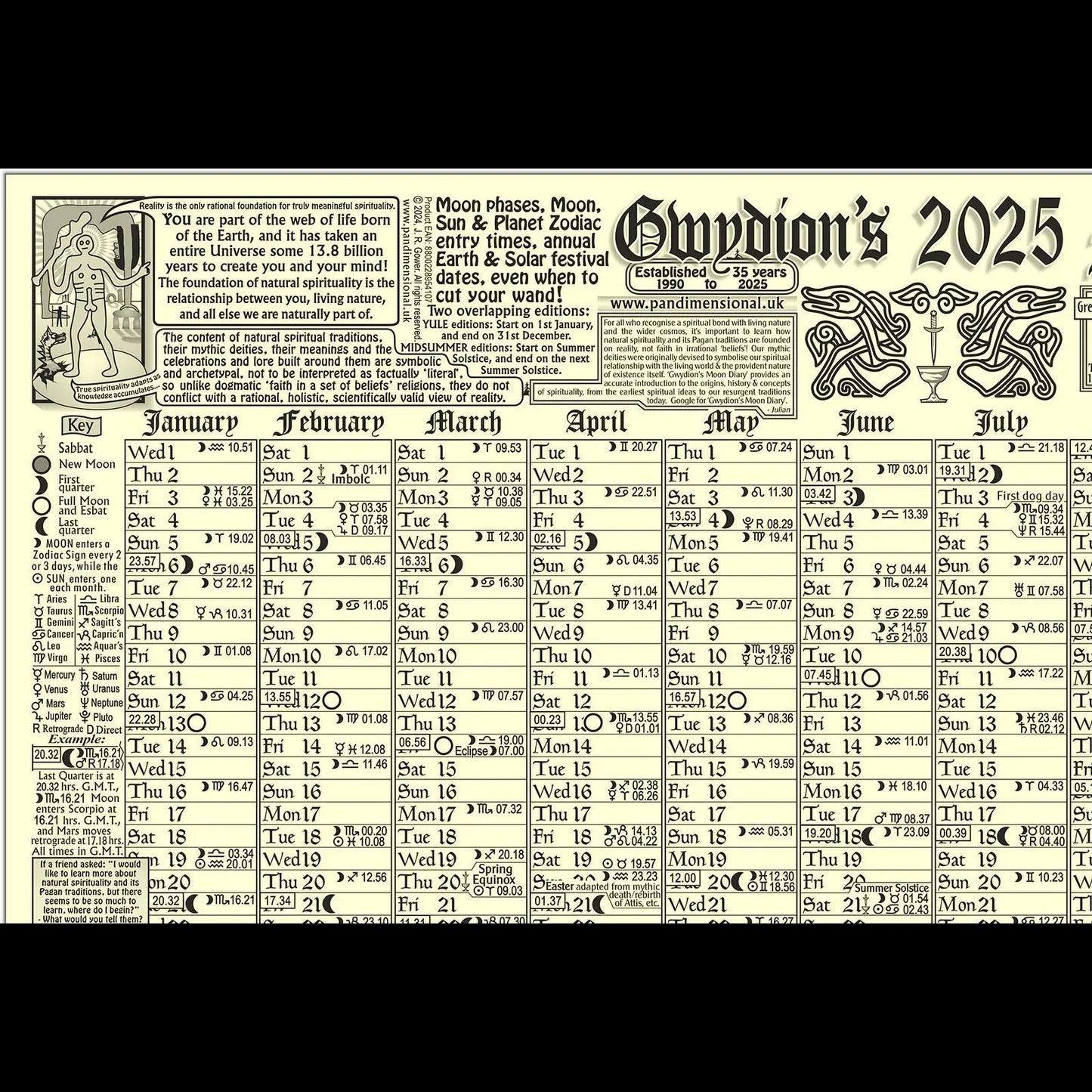 GWYDION'S MOON CALENDAR 2025 'Yule' edition