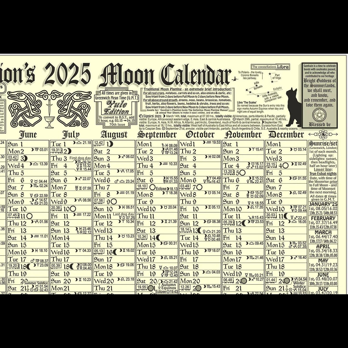 GWYDION'S MOON CALENDAR 2025 'Yule' edition