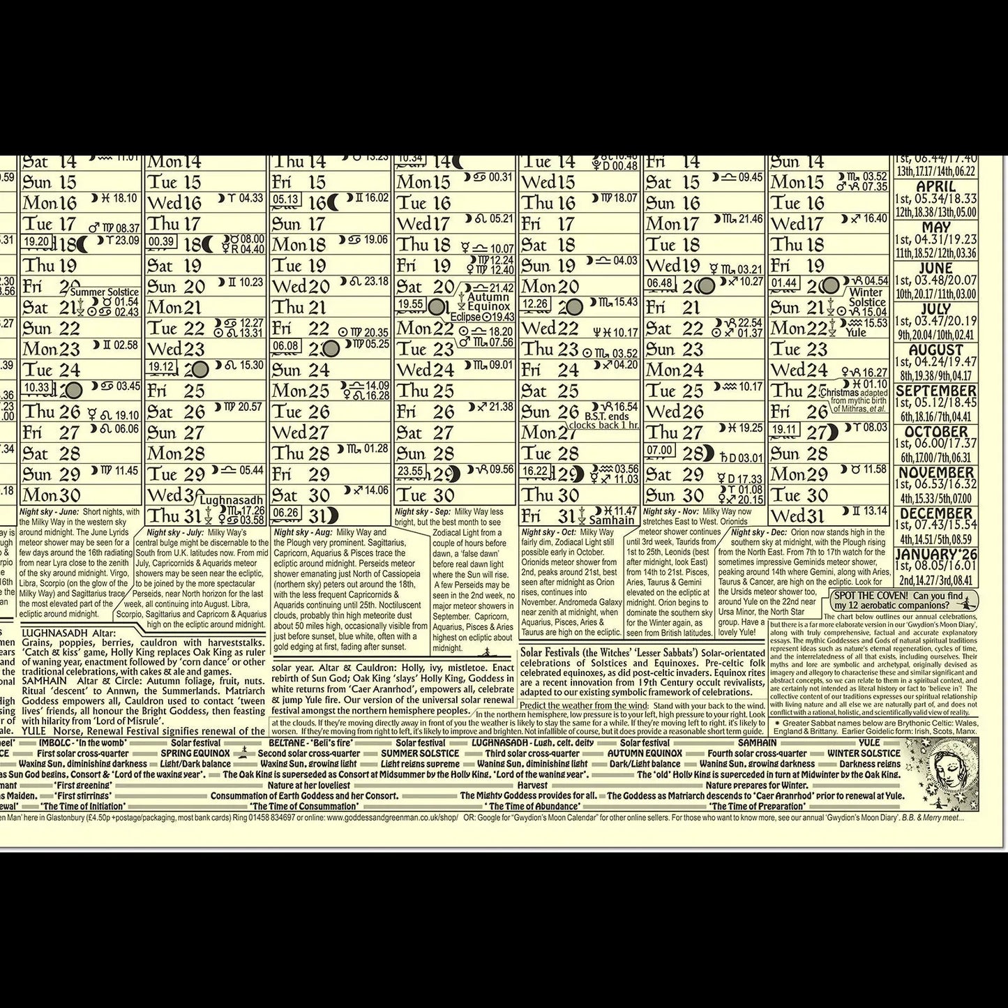 GWYDION'S MOON CALENDAR 2025 'Yule' edition