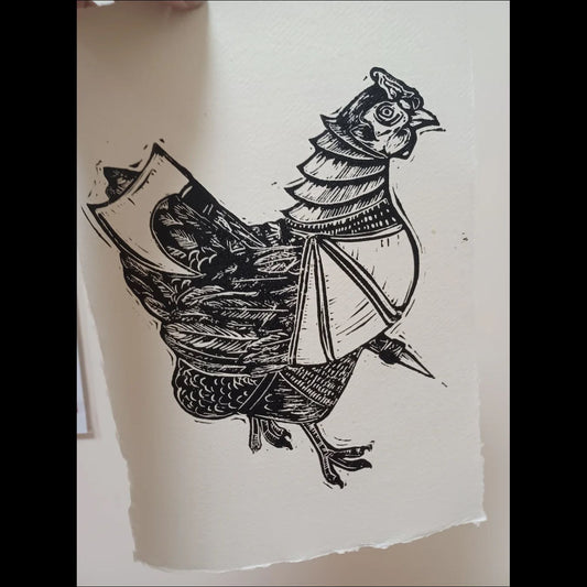 Hunter's Chicken A4 Linoprint