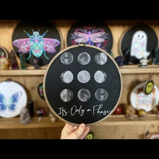 Moon phases Embroidery Hoop