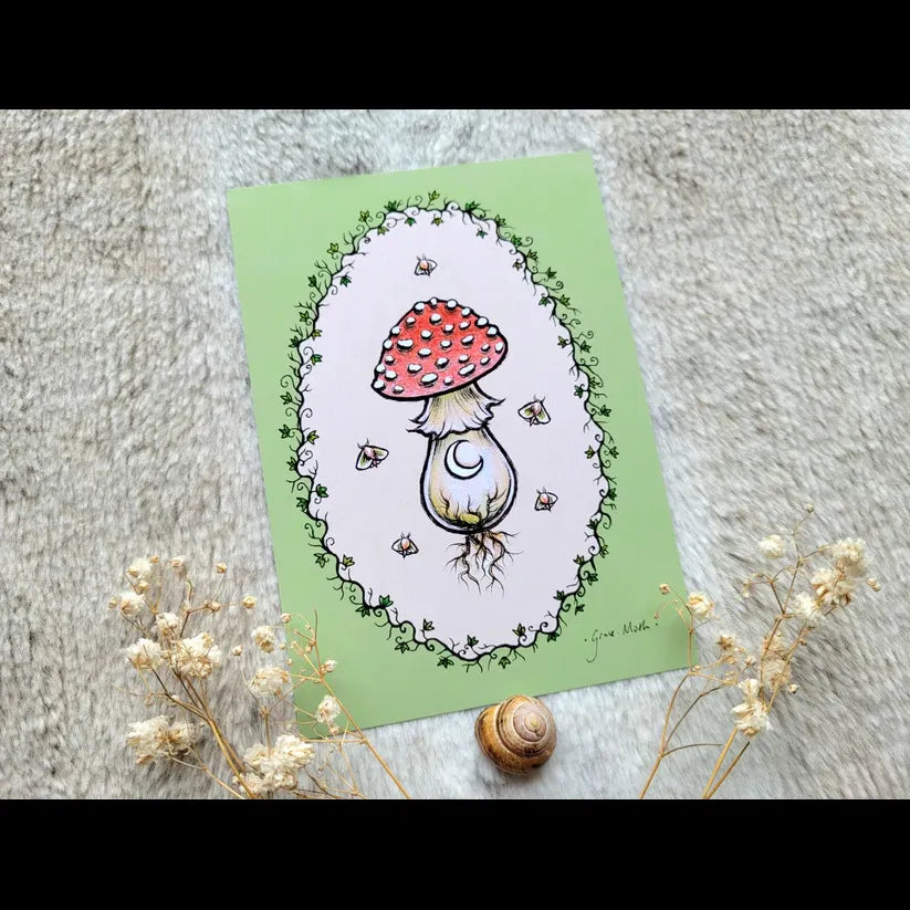 Red Moon Mushroom - A6 Print