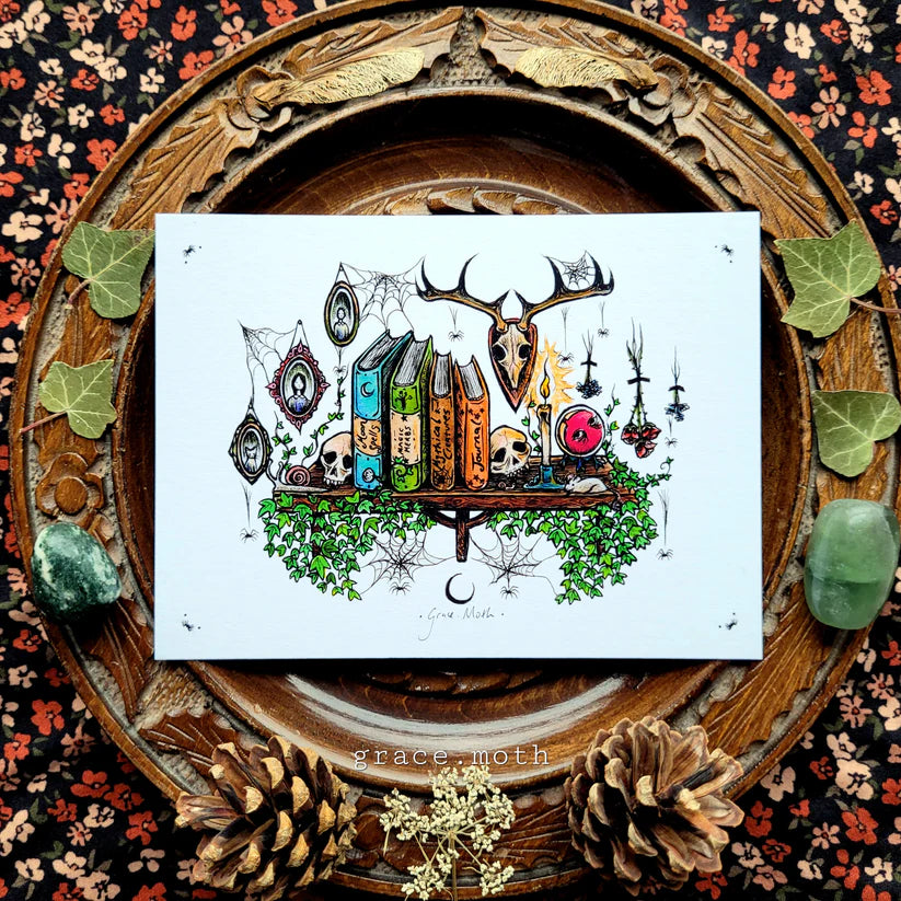 Witchy Bookshelf - A6 Print