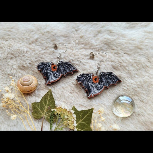 Bat Wooden Earrings