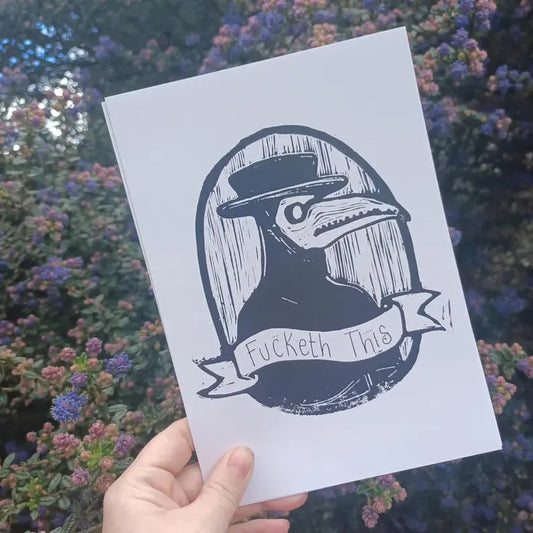 Fucketh This A5 Linoprint