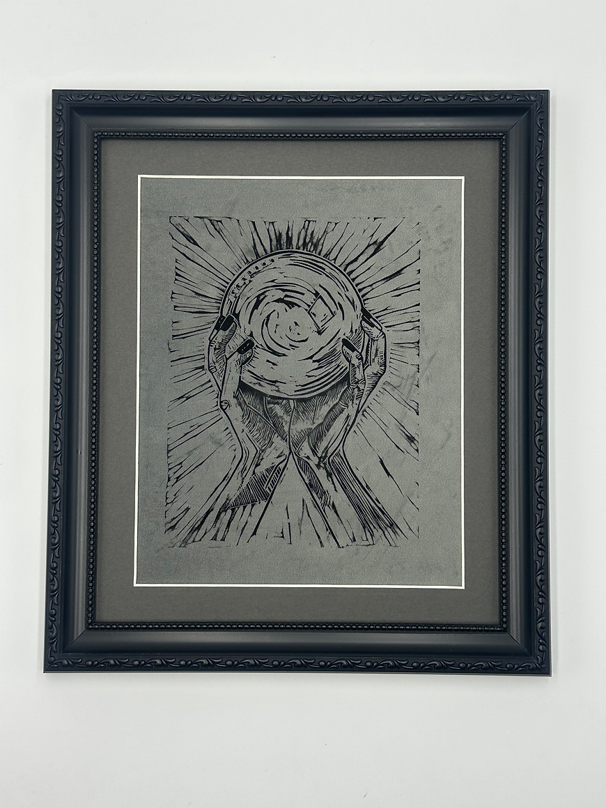 Framed Velvet Crystal Ball Lino Print