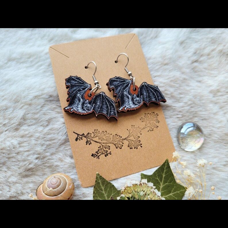 Bat Wooden Earrings