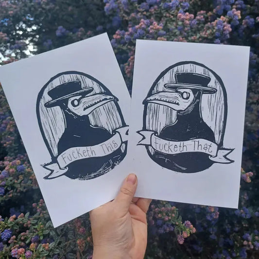 Fucketh this & fucketh that A5 Linoprint