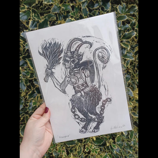 Krampus A4 Linoprint