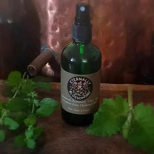 Clary Sage, Lemon Balm, Geranium & Rosemary Hydrosol with Flower Essences