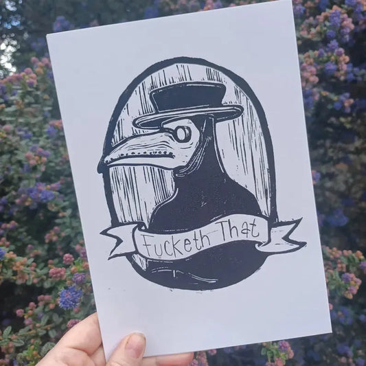 Fucketh that A5 Linoprint
