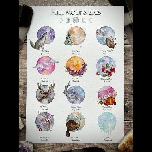 2025 Full Moon Calendar A4 Print