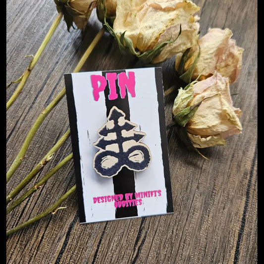 Leviathan cross Wooden Pin Badge