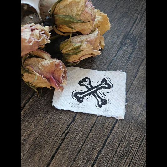 Mini Bones Lino Print