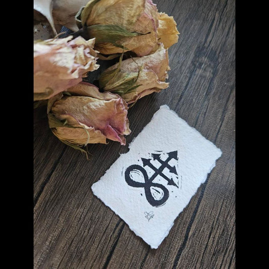 Mini Leviathan Cross Lino Print