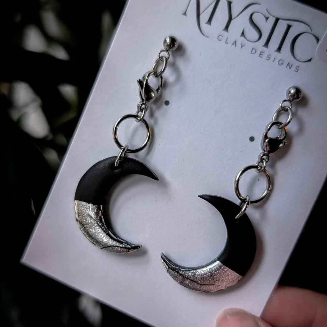 Silver Dipped Moon Earrings