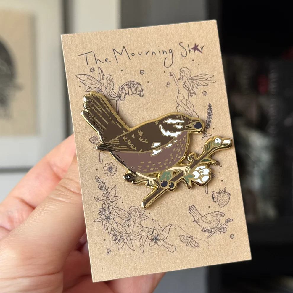 Blackthorn Thrush Enamel Pin
