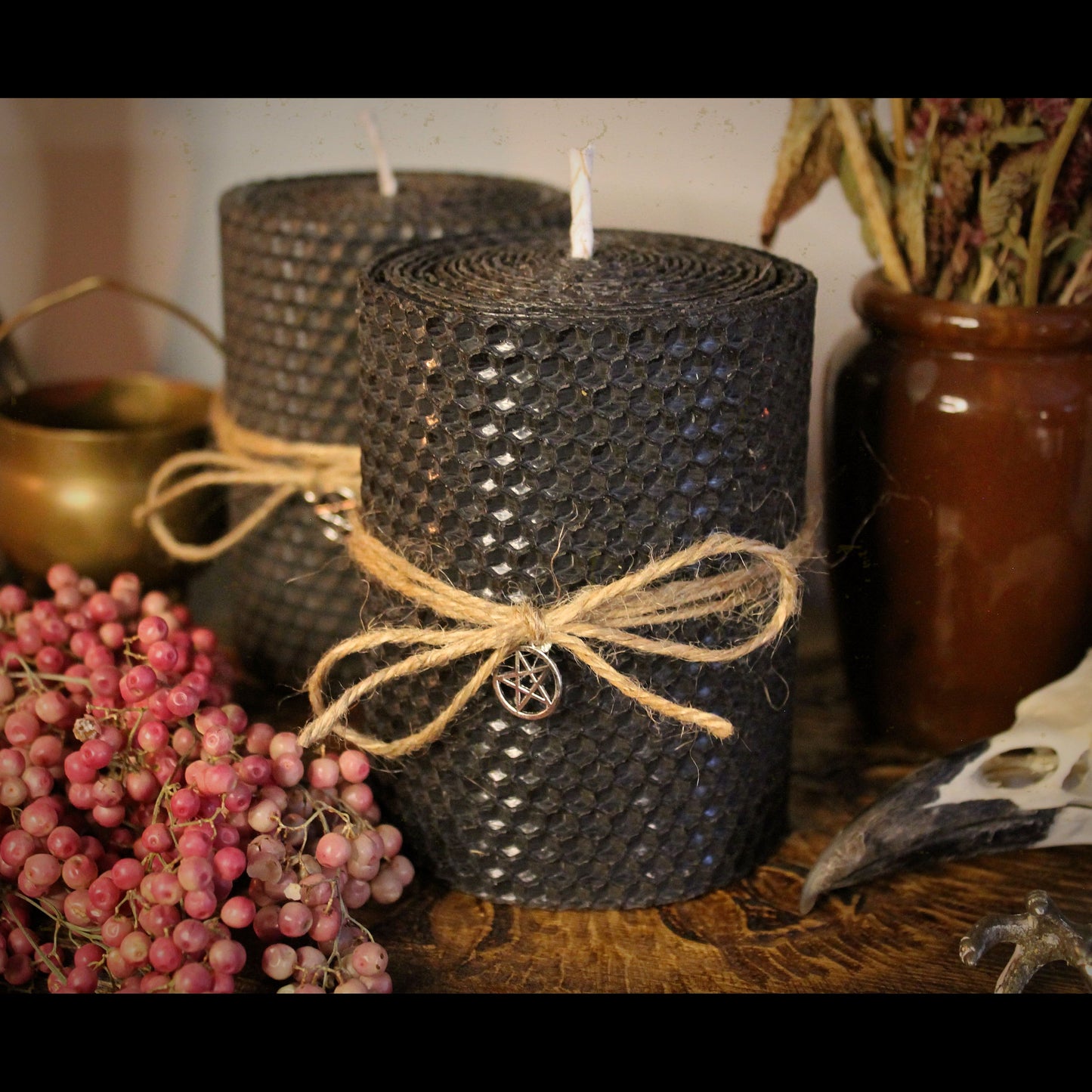 Black Beeswax Pillar Candle