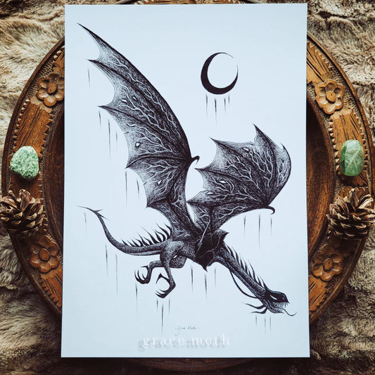 Nazgul Dragon - A5 LOTR Inspired Art Print
