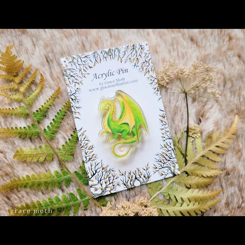 Nature Dragon Recycled Clear Acrylic Pin