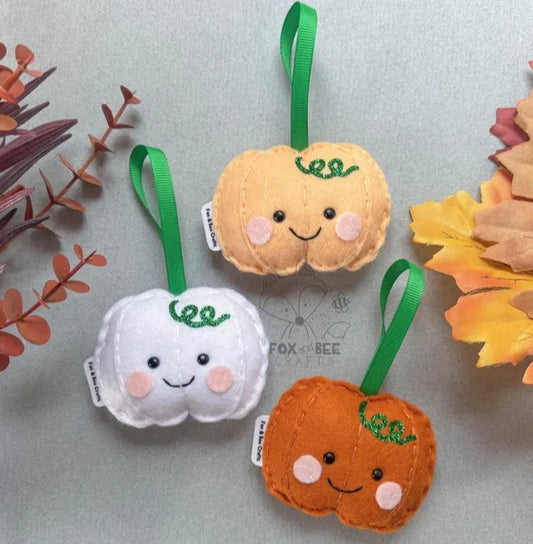 Mini White Pumpkin - Felt Decoration