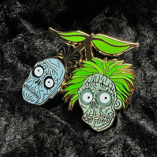 Shrunken Head Cherries Enamel Pin